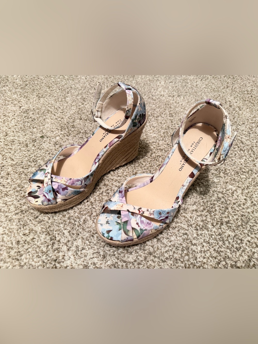 Christian Siriano Floral Multicolor Espadrille Wedge Sandals